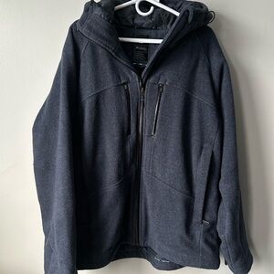 Columbia Men's Dark Blue Wool Blend Hooded Coat